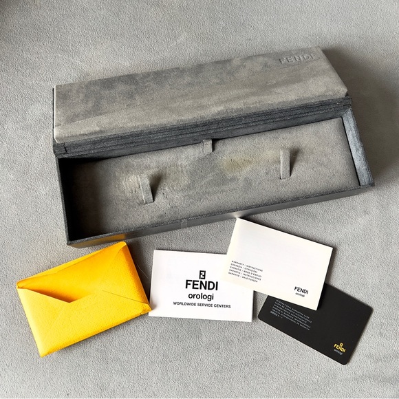 FENDI Black Watch Box 9.60x2.85x1.5 inches + Filled Certificate + Booklets
